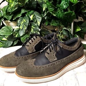 Cole Haan OriginalGrand Remastered Longwing Black and  Gray Oxford Shoes 9.5